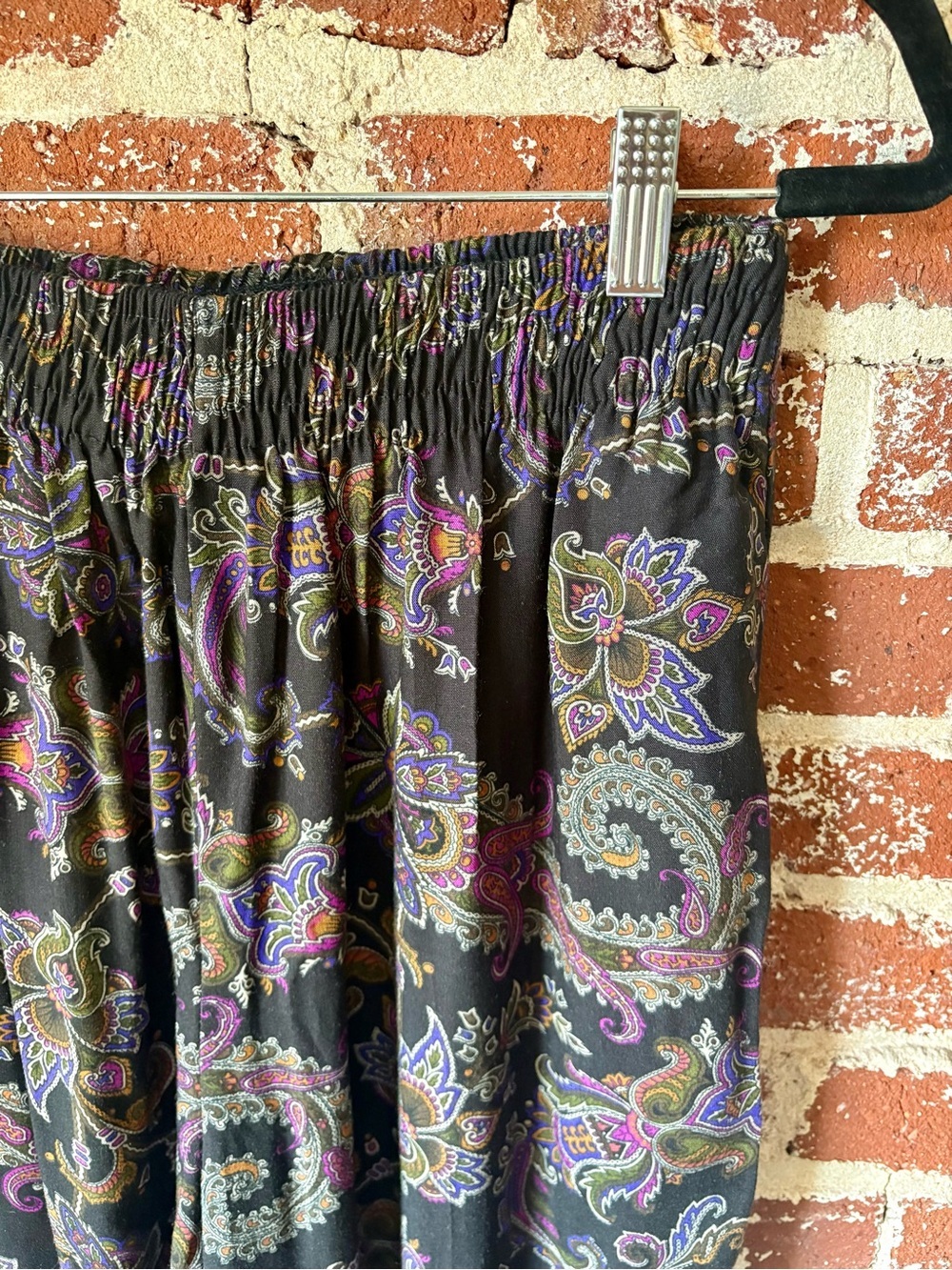 90s Vintage Meteor Black Paisley Printed Pants - Picture 3 of 8